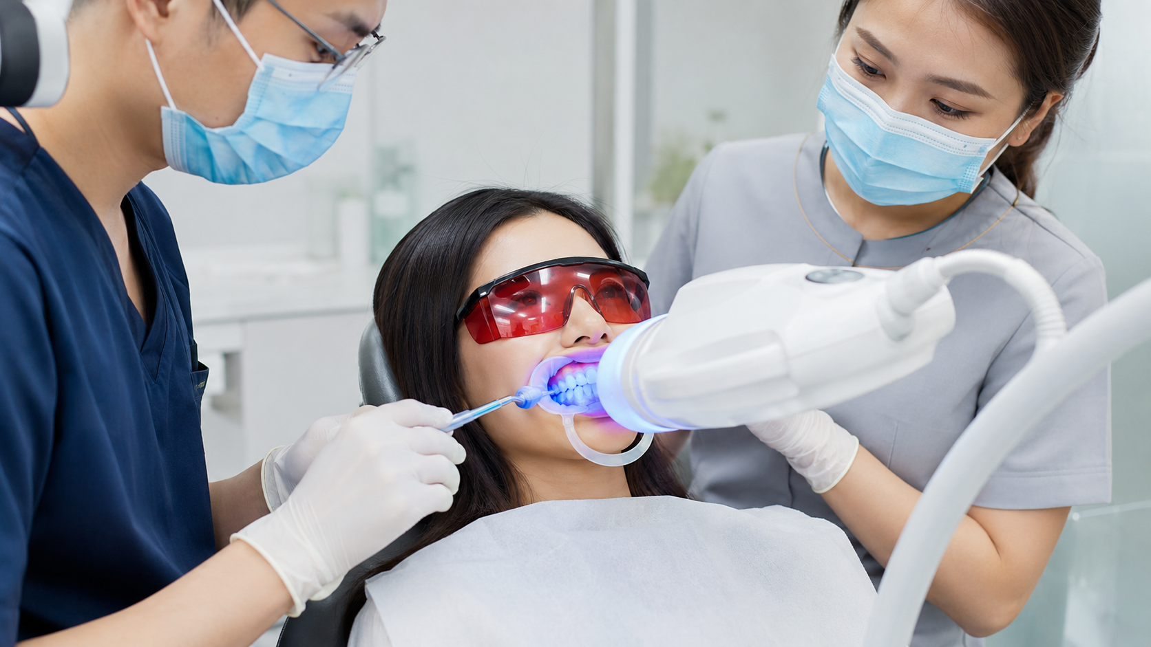 Bác sĩ tư vấn dịch vụ tẩy trắng răng cho khách hàng