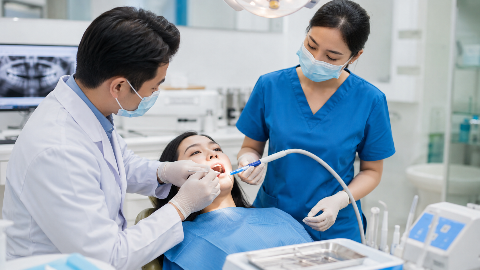 Bác sĩ tư vấn bọc răng sứ cho khách hàng